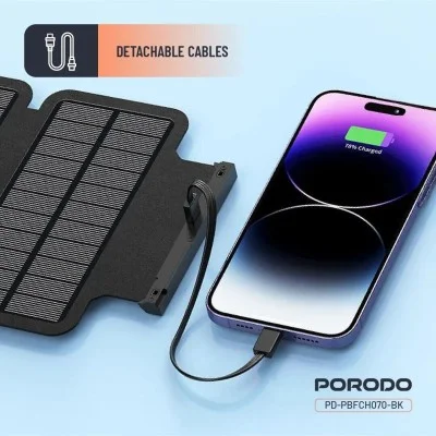 Porodo Power Bank PB070 20000mAh 4-Panel Solar - Black